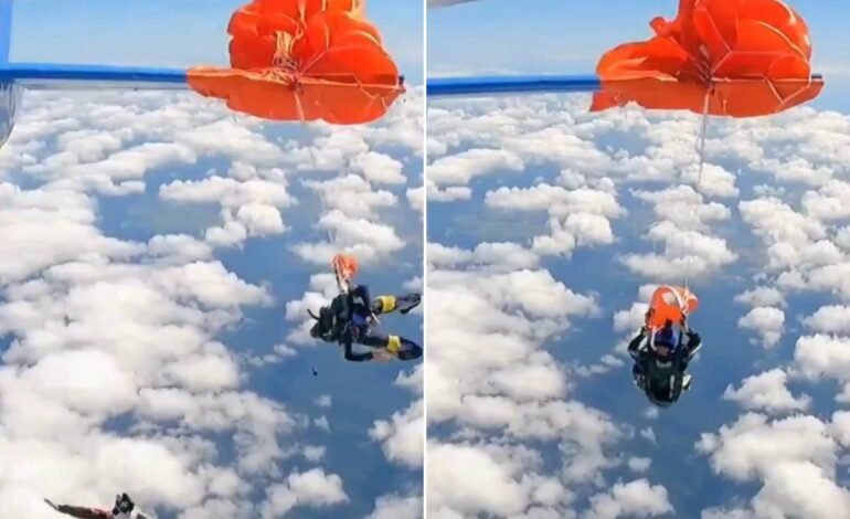 Paraquedista fica preso à asa de avião durante salto na Austrália; veja