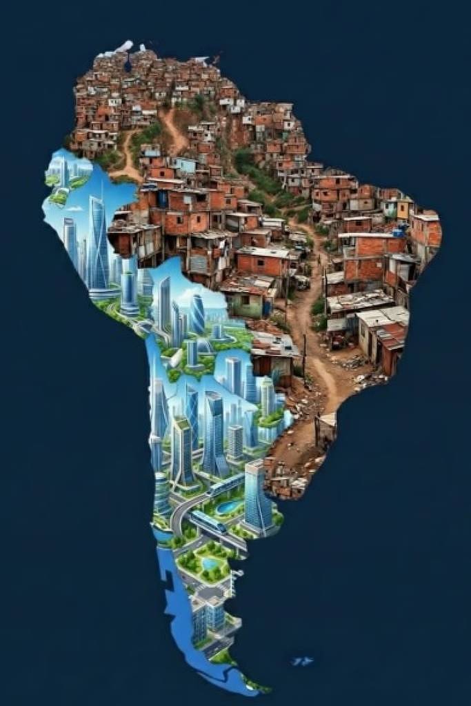 Milei republica imagem que retrata Brasil como favela e Argentina como futurística
